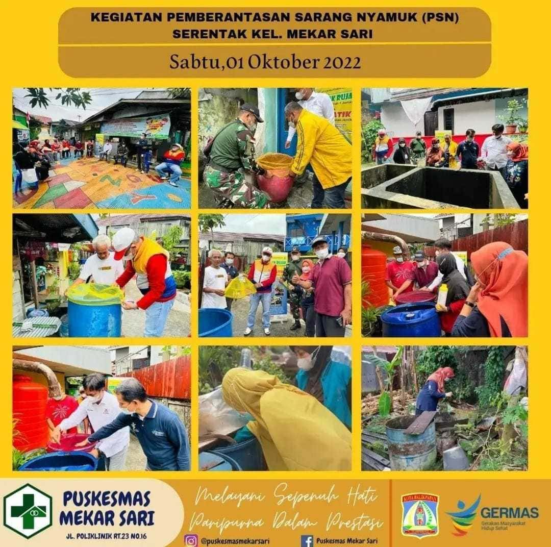 KEGIATAN PEMBERANTASAN SARANG NYAMUK (PSN) SERENTAK KEL. MEKAR SARI